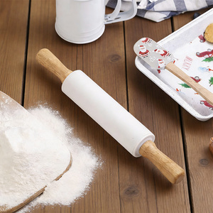 Rouleaux à pâtisserie en silicone écologiques avec manche en bois, surface antiadhésive, compatibles lave-vaisselle, pour la pâtisserie, le fondant, la pâte à <span class=keywords><strong>modeler</strong></span>, la <span class=keywords><strong>pizza</strong></span> - Product Image 4