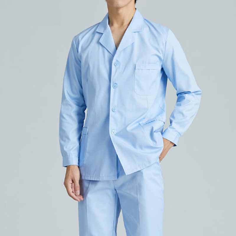 Chaqueta azul de manga larga para hombre.