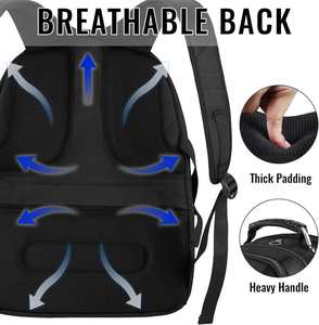 Sac à dos unisexe en jean grande taille pour ordinateur portable avec fermeture éclair, résistant à l'eau, approuvé par les compagnies aériennes, compatible avec les ordinateurs de 17 pouces, noir - Product Image 3