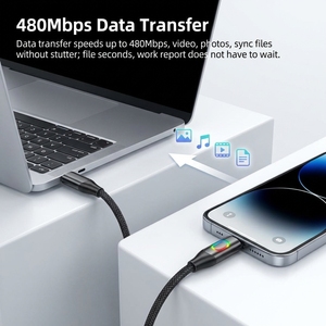 USB C TO USB C CABLE 1M 100W <span class=keywords><strong>ชาร์จ</strong></span>เร็วไฟ LED ตัวบ่งชี้ที่ถักไนลอนสีดำสำหรับแล็ปท็อป MacBook iPhone Samsung - Product Image 6