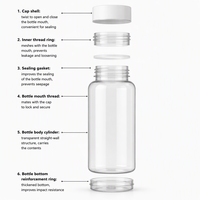 Flacon en plastique transparent pour médicaments PET de 250 ml, conteneur pour comprimés et capsules