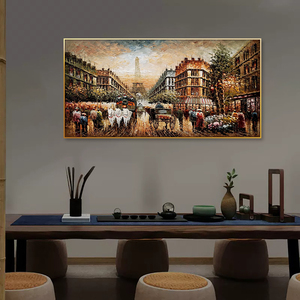 Peinture à l'huile de rue de Paris faite à la main de taille personnalisée Style abstrait classique avec des sujets de paysage et d'arbres pour la décoration intérieure - Product Image 5