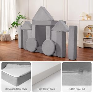 ओएम कस्टम 15 पीसी मॉड्यूलर बच्चों को प्लेरूम के लिए सोफे खेलते हैं, परिवर्तनीय चाइल्ड प्ले सोफा बिल्डिंग फोर्ट - Product Image 3