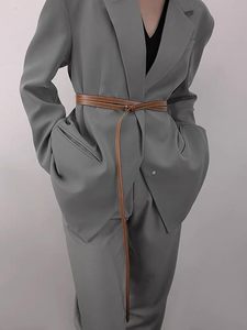 Cintura Sottile in Vera Pelle per Donne, 1,2 cm, Cintura Minimalista in Pelle Bovina con Nodo Senza Fibbia per Abiti, Cinturino da Vita per Signore - Product Image 5