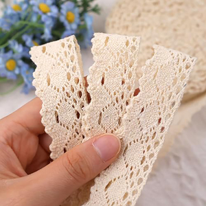 Nastro in pizzo ricamato beige ecologico in cotone, passamaneria <span class=keywords><strong>all</strong></span>'<span class=keywords><strong>uncinetto</strong></span> per cucito, abbigliamento, confezioni regalo, accessori per capelli, cappelli, tessuti per la casa, scarpe - Product Image 2