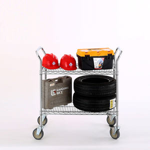 Amj Groothandel Industriële Chromen Draadkar 2 Plank Opslag <span class=keywords><strong>Trolley</strong></span> Met Wielen - Product Image 4