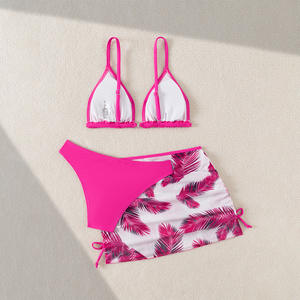 Ingrosso 2025 per bambini costumi da bagno Custom Logo costumi da bagno pianta stampa 3 pezzi Beachwear vita alta per adolescenti ragazze <span class=keywords><strong>Bikini</strong></span> per bambini - Product Image 3