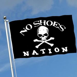 Drapeau de la nation No Shoes 3x5 pour extérieur, double face, 3 plis, couleurs vives, résistant à l'usure, coutures renforcées, polyester durable 2 - Product Image 2