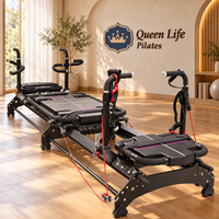 Megaree Luxe Noir Aluminium Commercial Chaîne de Machines de Pilates Réformateurs Ajustables pour Studio de Yoga et Bien-être, Expédition depuis les États-Unis