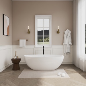 Baignoire autoportante durable en acrylique et fibre de verre renforcée du Vietnam, OEM ODM, taille et forme personnalisées, finition mate ou brillante, blanc - Product Image 1