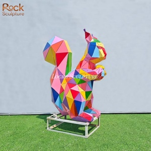 Modern Outdoor Decoration Metal Art Abstract Animal Colourful Geometric <b>Squirrel</b> Stainless Steel Sculpture - Product Image 2