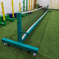 Filet de pickleball robuste avec roues, poteaux et filets de pickleball, 22 pieds, vert, adapté aux compétitions, filet de pickleball professionnel