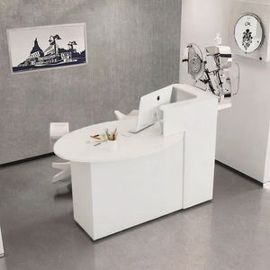 Comptoir de caisse moderne et durable en MDF avec éclairage LED, design contemporain et écologique, idéal pour hôtel, salle de sport, hôpital, supermarché, réception - Product Image 3