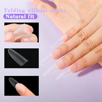 Uñas postizas de gel suave extrafinas mate esmeriladas, 300 unidades, cubierta completa, cuadradas, almendradas, tipo ataúd, a presión, para extensión de uñas DIY en salón