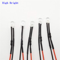 Lumière de diode led IR UV 3V, ronde, pré-câblé, brillant, scintillant, 13mm, câble 20cm, coloré RC