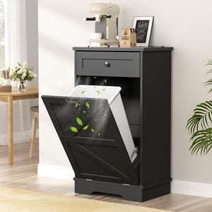 Nuevo armario de almacenamiento de madera multifuncional transfronterizo, cubo de basura oculto para cocina doméstica, armario de basura inclinable de madera maciza - Product Image 1
