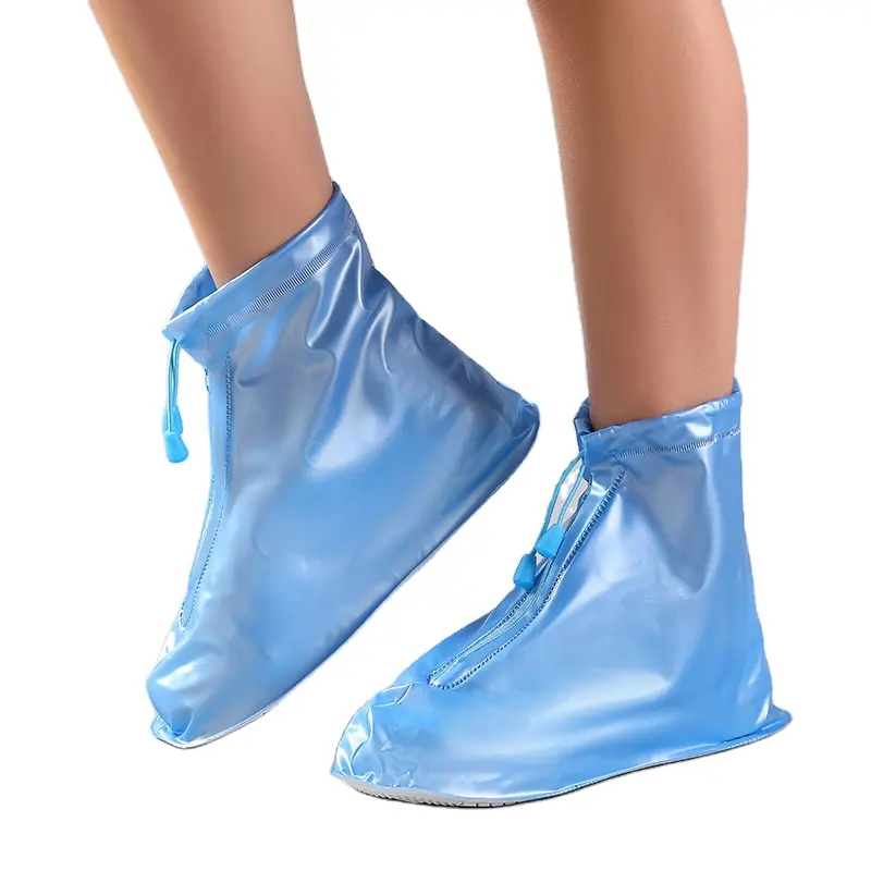 KLH497 पीवीसी विरोधी पर्ची जूता कवर निविड़ अंधकार बारिश जूते जिपर के साथ गैर-पर्ची धो सकते हैं बारिश जूते कवर को शामिल किया गया