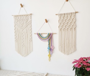 Tenture murale en macramé Tissé Boho <span class=keywords><strong>Chic</strong></span> Décoration murale Couleur Beige Naturel Boho Macramé Tenture murale Bohème Tapisserie - Product Image 3