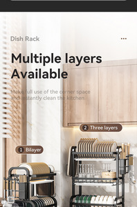 <b>Kitchen</b> Storage Rack Bowl Dish Storage Rack Countertop Drain Rack Chopstick <b>Holder</b> Multifunctional Bowl Cabinet Modern Design - Product Image 6