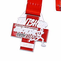 Médaille personnalisée pour hôpital, OEM ODM, en émail argenté, pour la course de fond de 5 km, la course de bienfaisance, la santé, le sport, en alliage de zinc avec ruban