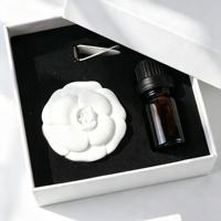 Diffuseur d'arômes Finru en pierre, diffuseur d'huiles essentielles de luxe fait main en porcelaine en forme de fleur, désodorisant pour voiture