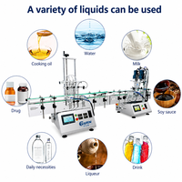 Ligne de production de machines de remplissage, de bouchage et d'étiquetage automatiques de bureau à quatre têtes pour bouteilles de jus, de parfum et de liquides à base d'huile d'olive