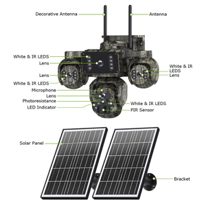 Caméras solaires étanches IP66 20MP 4 objectifs 4 vues Caméra PTZ extérieure pour la maison Caméra AOV Capteur CMOS Caméra de sécurité 4G pour la chasse - Product Image 6