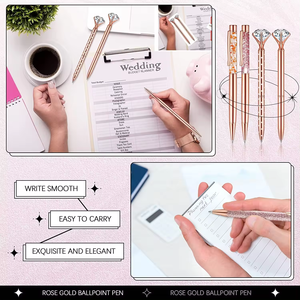 Bolígrafos de Oro Rosa 2025 con Purpurina Líquida, Cristal Metálico, Diamante, Tinta Negra, Regalos para Bodas - Product Image 6
