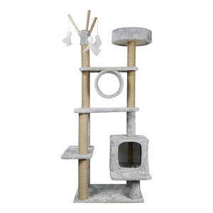<b>Cat</b> Tree 500x400x960mm 4 Levels Gray With <b>Scratching</b> <b>Posts</b> And Hideaway <b>For</b> <b>Cats</b> - Product Image 4