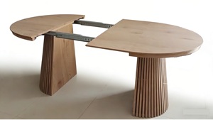 طاولة طعام مستديرة حديثة مقاومة للماء من الخشب المضغوط مع أرجل معدنية للمنزل والفنادق والمولات - Product Image 3