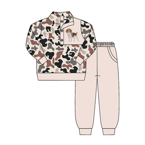 BSPO0670 Conjunto de ropa personalizado para bebé con estampado de ciervo negro, conjunto de ropa para niños, conjunto de manga corta al por mayor - Product Image 3