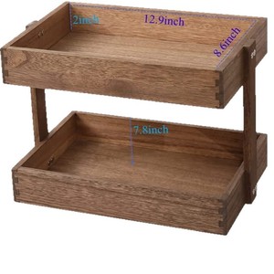 Estante de almacenamiento de madera de 2 niveles, organizador de escritorio para artículos de baño, hogar, oficina, mesa de maquillaje, cocina, sala de estar - Product Image 4