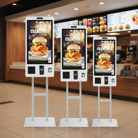 Kiosque de paiement à écran tactile de 32 pouces, Android/Win, kiosque de commande en libre-service, systèmes de point de vente pour restaurants, verre trempé, code QR, SDK