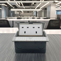 Prise de sol escamotable SASO en aluminium avec port USB 13A et RJ45 britannique