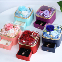 Boîte à bijoux en fleurs éternelles en gros, support de bague rose éternelle avec tiroir, cadeau pour femme, Saint-Valentin, remise de diplôme, décoration intérieure