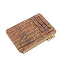 Dompet pria grosir kustom berbahan Gabus alami dengan kantong koin ritsleting tempat kartu minimalis ramah lingkungan unisex