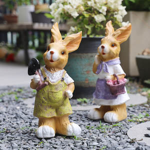 Lindas Figuras de Conejos de Jardín Impermeables, Adornos de Resina, Escultura de Conejo de Dibujos Animados para Decoración de Patio Exterior, Villa o Jardín - Product Image 3