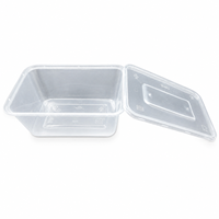 Conteneur alimentaire en PP de 1000 ml compatible micro-ondes avec couvercle - Boîte à emporter rectangulaire - Préparation des repas, jetable, qualité alimentaire, sans BPA