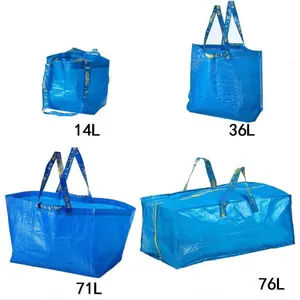 Wholesales Various Size high quality 50kg Blue Frakta Bag Large Reusable Shopping PP Woven Laminated Tarpaulin Storage Bags