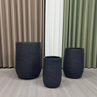 3pcs Set Pot Tanaman dari Fiber Clay Tekstur Batu Rustic, Pot Dekoratif untuk Tanaman dan Bunga, Cocok untuk Dekorasi Rumah, Taman Dalam & Luar Ruangan
