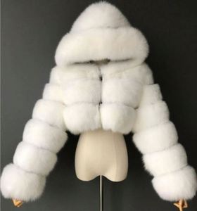 Winter Warm Eco-Friendly Women's Faux Fur <b>Poncho</b> Hooded Short Coat - Product Image 4