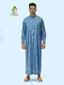 Al Haramain <b>Men</b> <b>Thobe</b> Long Sleeve Cotton Floor Length Solid Color Stand Collar Casual Daily Wear Middle East Traditional Style - Product Image 3