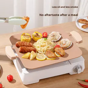 Plaque de barbecue coréenne, camping en plein air, pierre à riz médicale, poêle à griller carrée en aluminium antiadhésive, multifonctionnelle, sans fumée, pour la maison - Product Image 4