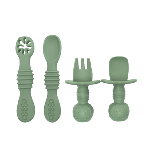 4 Pack Baby Silicone Utensils Set Animal Print Fork Spoon Kit Perfect for Learning to Eat Solid Food BPA Free Safe - Product Image 2