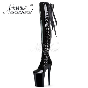 Bottines au-dessus du genou, mode, 23 cm, chaussures gothiques Queen, boîte de nuit, sexy, fétiche, talons fins, plateforme, podium, mode, danseuse exotique, sexy - Product Image 2