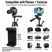 Trépied de téléphone en tube de fer robuste, support de caméra de 57 pouces avec support de téléphone pour DSLR, projecteur, vidéo en direct