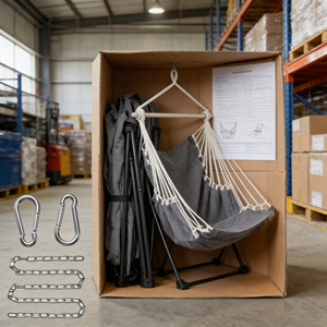 Chaise suspendue robuste <span class=keywords><strong>avec</strong></span> <span class=keywords><strong>repose</strong></span>-<span class=keywords><strong>pieds</strong></span>, barre de support en acier portable, capacité de 500 lb, utilisation intérieure, patio/porche - Product Image 5