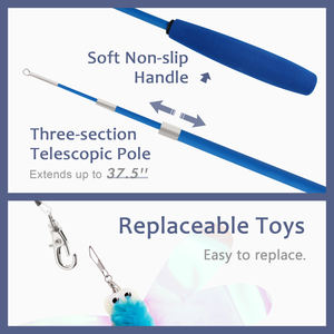 SONGWAY Kedi Oyuncak Seti Mavi Seri Geri Çekilebilir Tüy Oyuncaklar <span class=keywords><strong>6</strong></span> Yedek Kedi Oyuncak Zili Kızdırma Oyuncağı - Product Image 6