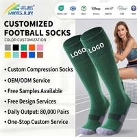 Chaussettes de football longues pour jeunes, antidérapantes, en tissu éponge, à compression, tricotées, pour le printemps