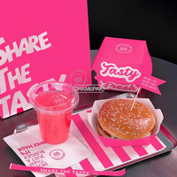 Caja de hamburguesas personalizada, embalaje de patatas fritas, caja de pollo cocido, caja de papel para comida rápida